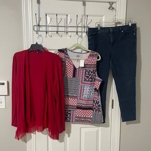 Sofia Vergara Jeans sz16 Croft & barrow sleeveless top nwt xl cardigan xl